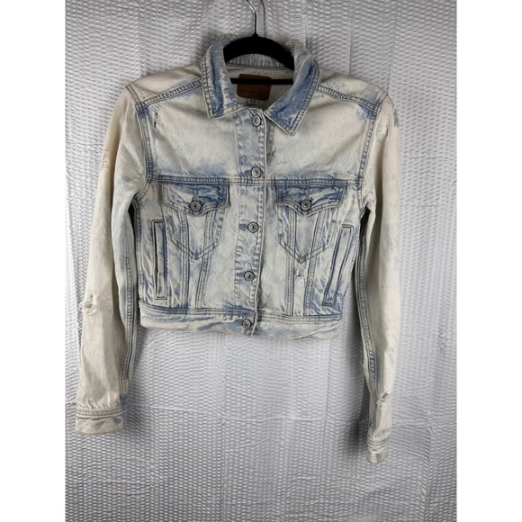 American Eagle By Payless Jackets & Blazers - American Eagle Women's XL Distressed Washed Jean Jacket Cropped size XS
